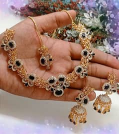 Zarcon Necklace set AND Full Zarcon jhumki tikka