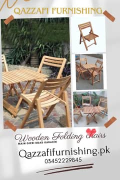 Wooden folding Chairs and Table Folding Set 2 Chairs and 1 Table lawn