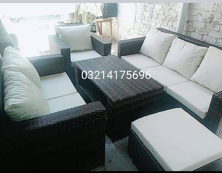 OUTDOOR GARDEN RATTAN UPVC FURNITURE SOFA SET CHAIRS TABLE UMBRELLA 6