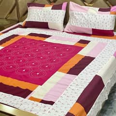 3 pcs cotton sotton embroidered king size bedsheet