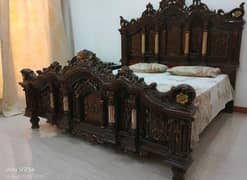 Wooden bed set chinioti with mattress