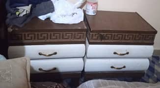 single bed with 2 tables, wardrobe 3 door, dresser