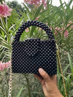 Black medium size beaded bag