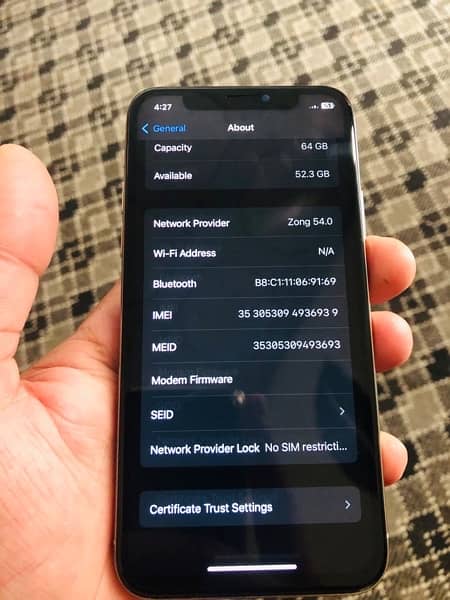 iphone X Official PTA Approve  BH-88 Storage 64GB Original Box 5