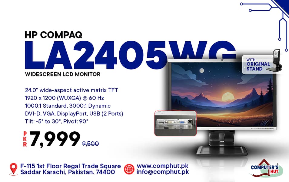 HP Compaq LA2405WG 24-inch Widescreen LCD Monitor With Orignal Hydraul 0