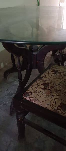 glass Dining table with 6 chairs for sale 2