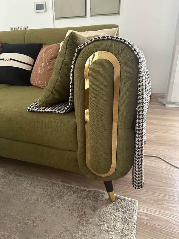 Olive Green 3 Seater sofa for Sale 1