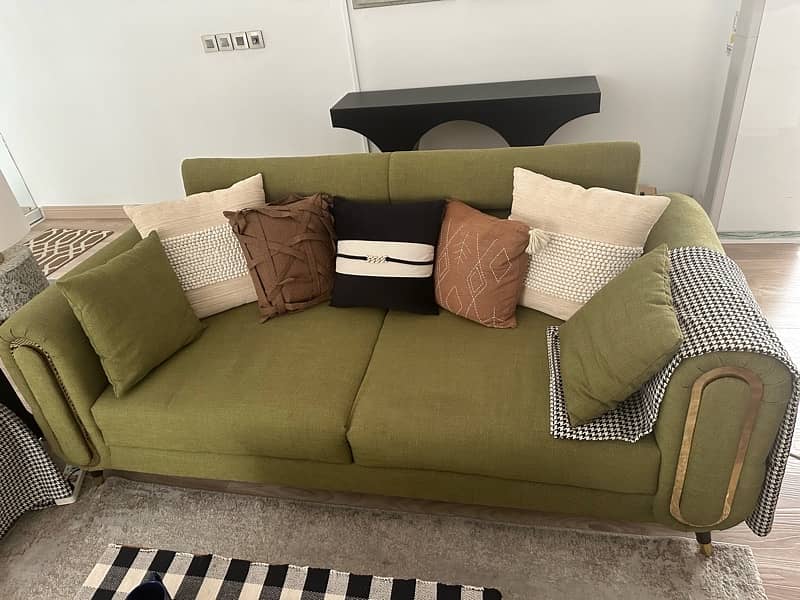 Olive Green 3 Seater sofa for Sale 2