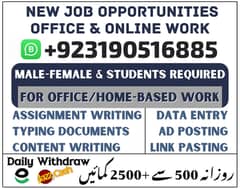 Part Time Full Time Job / Data Entry Job / Typing job / Assignment Job