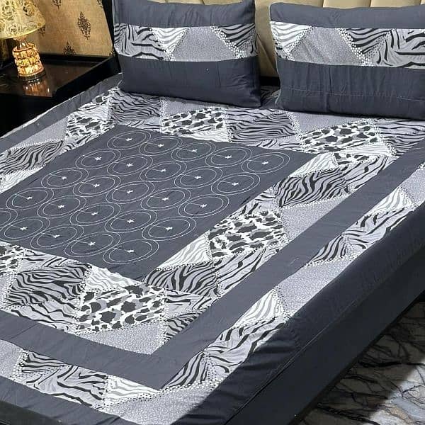 3PCS COTTON SOTTON PATCGWORK DOUBLE BEDSHEET 1