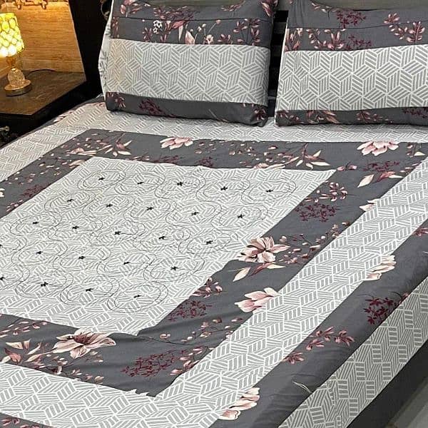 3PCS COTTON SOTTON PATCGWORK DOUBLE BEDSHEET 3