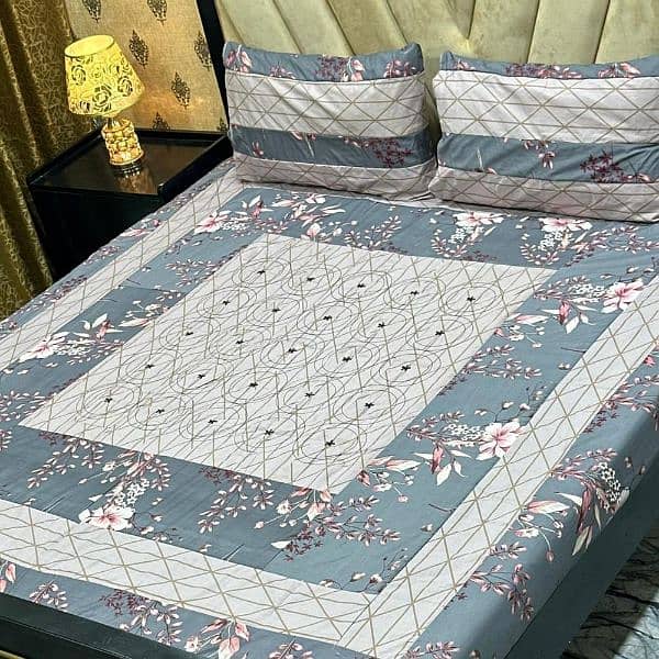 3PCS COTTON SOTTON PATCGWORK DOUBLE BEDSHEET 4