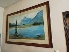 Wooden frame with landscape painting