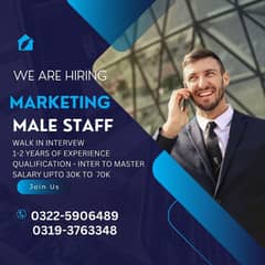 we are Hiring Male marketing Staff in karachi for our office