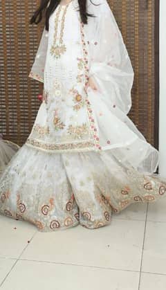 White dress gharara