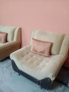 Sofa Set with Centr Table and Cushions.