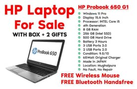 HP ProBook 650 G1 | i5 | 4th Gen | 8 GB | 256 GB | 500 GB