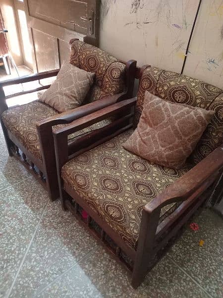 5 seater wooden sofa set 2