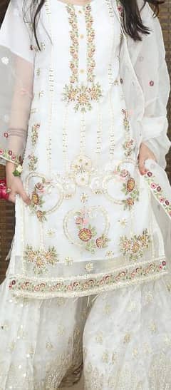 White dress gharara