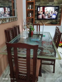 Glass Dinning Table with 6 Chairs