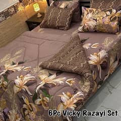 6 pcs Bed sheet with Razai (Delivery free All Pakistan )