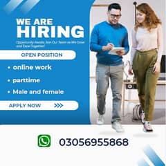 Male and Female Staff needed for Office working and Online working