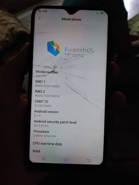 vivo Y97 with box charger 8GB 256GB condition 10/9 glass crack 4