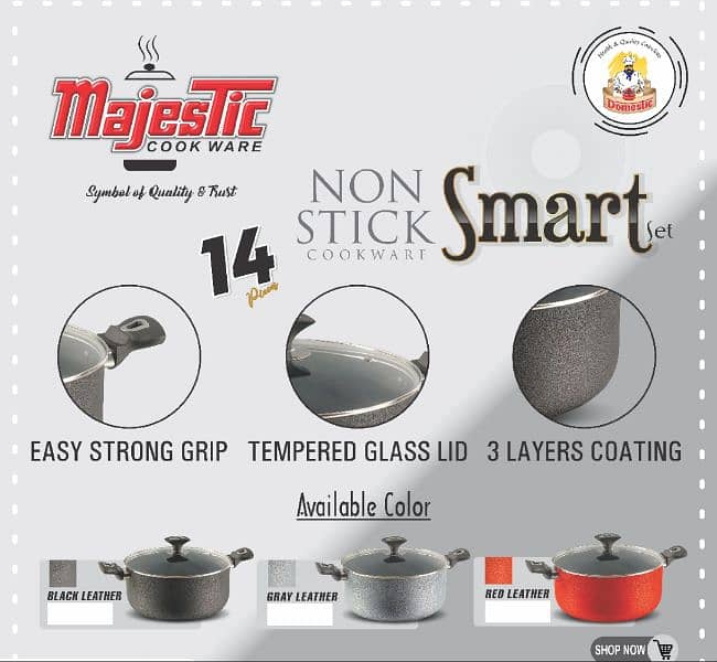 Orignal Majestic Smart Gift set 14pcs Non stick Cookware set Non Stick 1