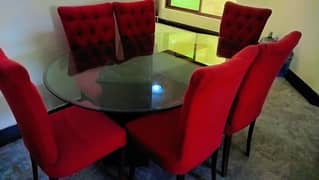 dining table / 6 person dining / glass top dining table with chairs