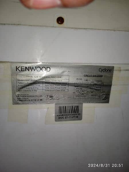 Kenwood washing machine cyclone model for sale 6