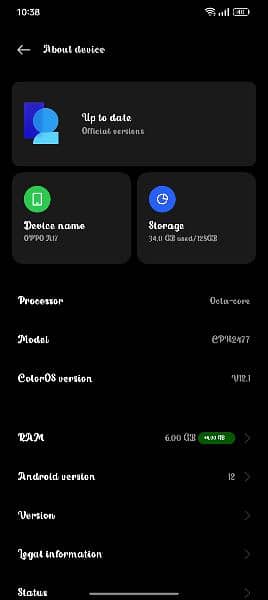 oppo a17 6/128 gb pta approved total original 5