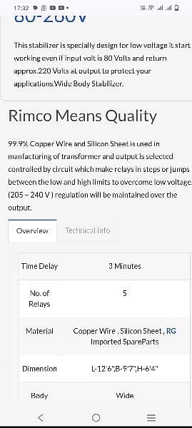 rimco stabiliser 4000 watts 2