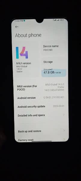 Xiaomi poco m3 with box 4+2/128 home use 6