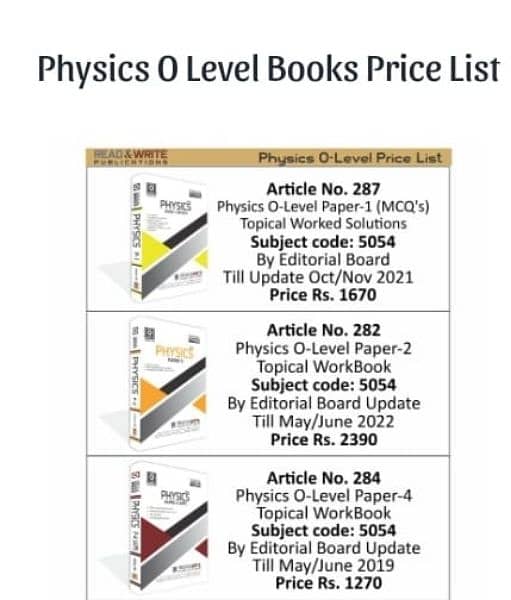 Physics O Level books paper 1 2 4 3