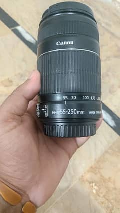 Canon Lenses.  50mm 1.8,  18-55 F5.6 , 55-250mm ,