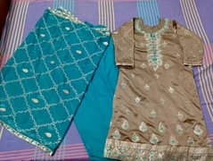 EMBROIDERED BANARSI GEORGETTE SHIRT AND GEORGETTE SHALWAR AND DUPATTA