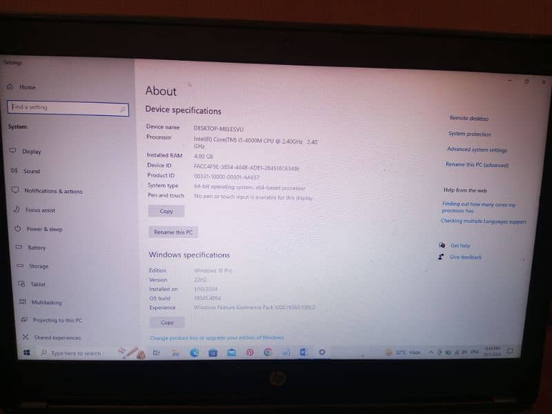 HP laptop core i3 ProBook 3