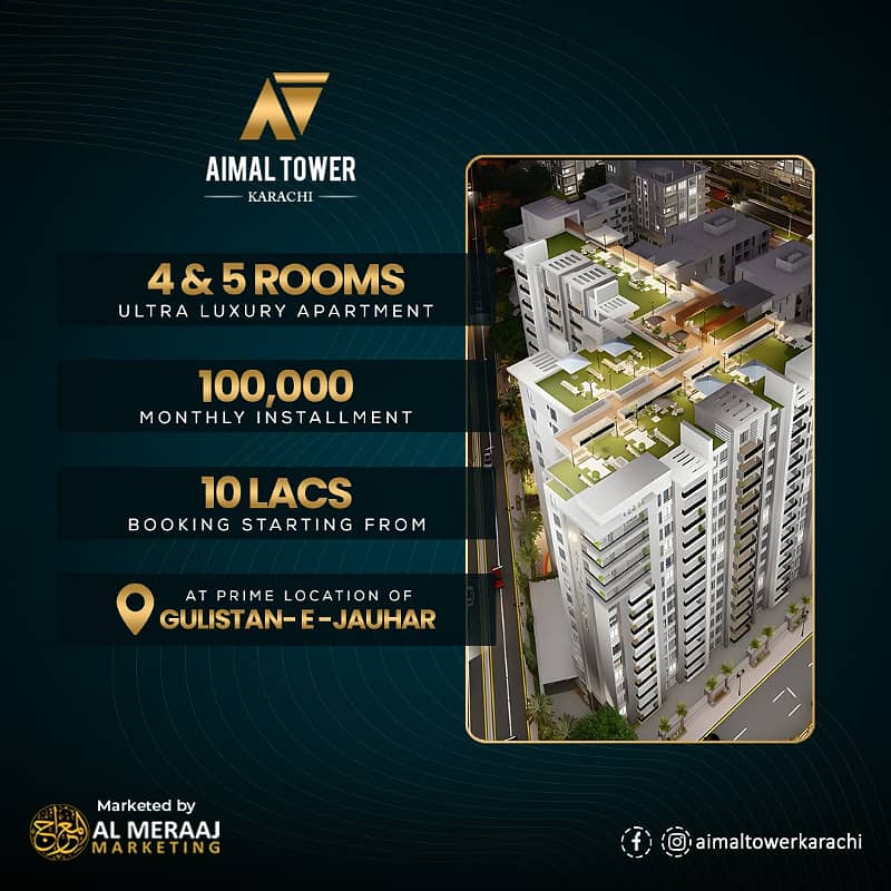 Aimal Tower 3 & 4 Bed D. D Ultra Luxury Appartment On Easy Installment At Jauhar Chowrangi 3