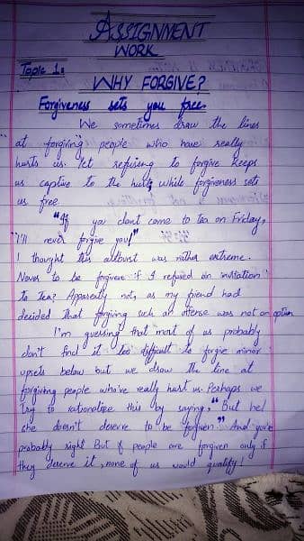 Hand writing assignment work 1