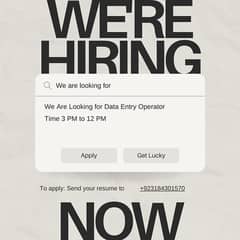 we are hiring Data entry operator