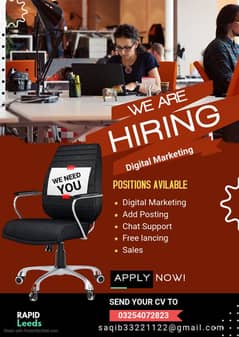 RAPID LEADS GENERATION IS Now Hiring Digital Marketers, Ads Poster