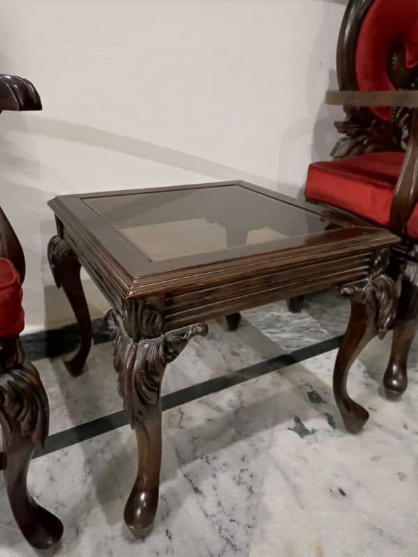 red Chairs with table of pure chinyoti wood 1