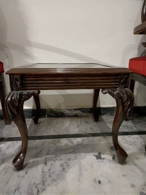 red Chairs with table of pure chinyoti wood 3