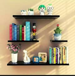 Wood Land Wall Mounted White & Black Floating Shelves