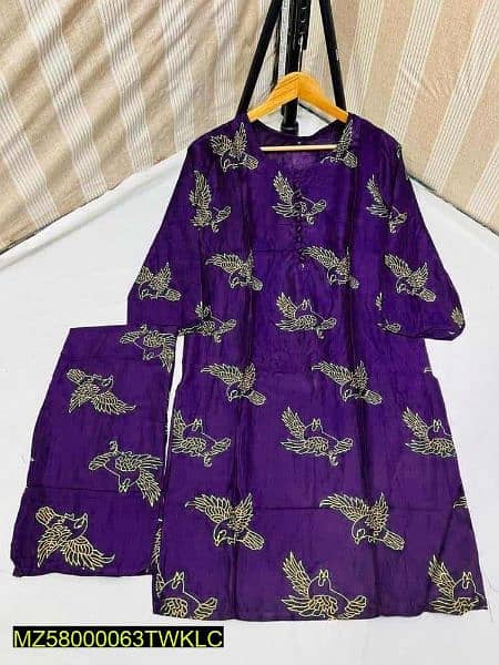 2 Pcs women linen printed suit 4