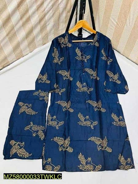 2 Pcs women linen printed suit 5