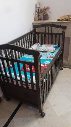 wooden baby cot with 3 drawers