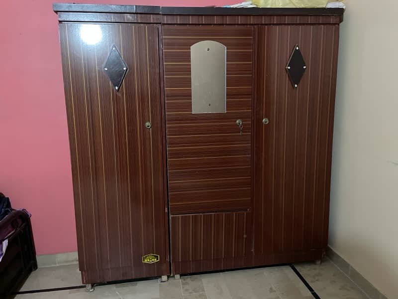 3 door wood cupboard almari for sale 1