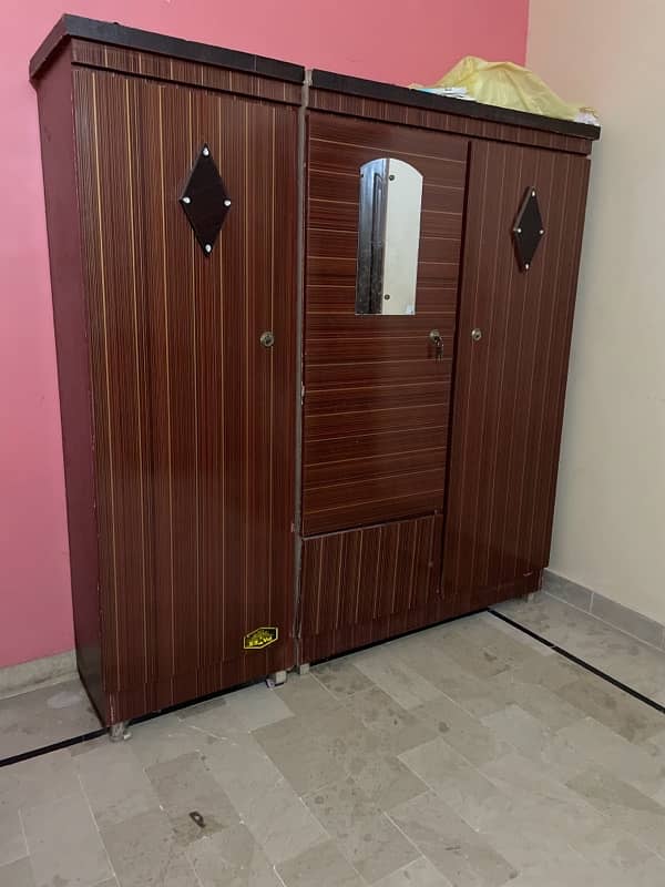 3 door wood cupboard almari for sale 2