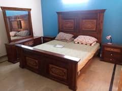 Chinyoti solid Wooden Bed for bedroom- complete bed set